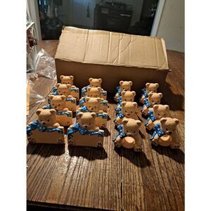 New Country Bear Style Ceramic Table Placeholders & Napkin Rings Set 8 Tableware